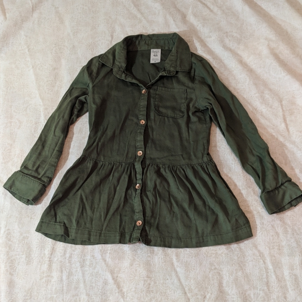 Carter's Kid Olive Button Down Blouse